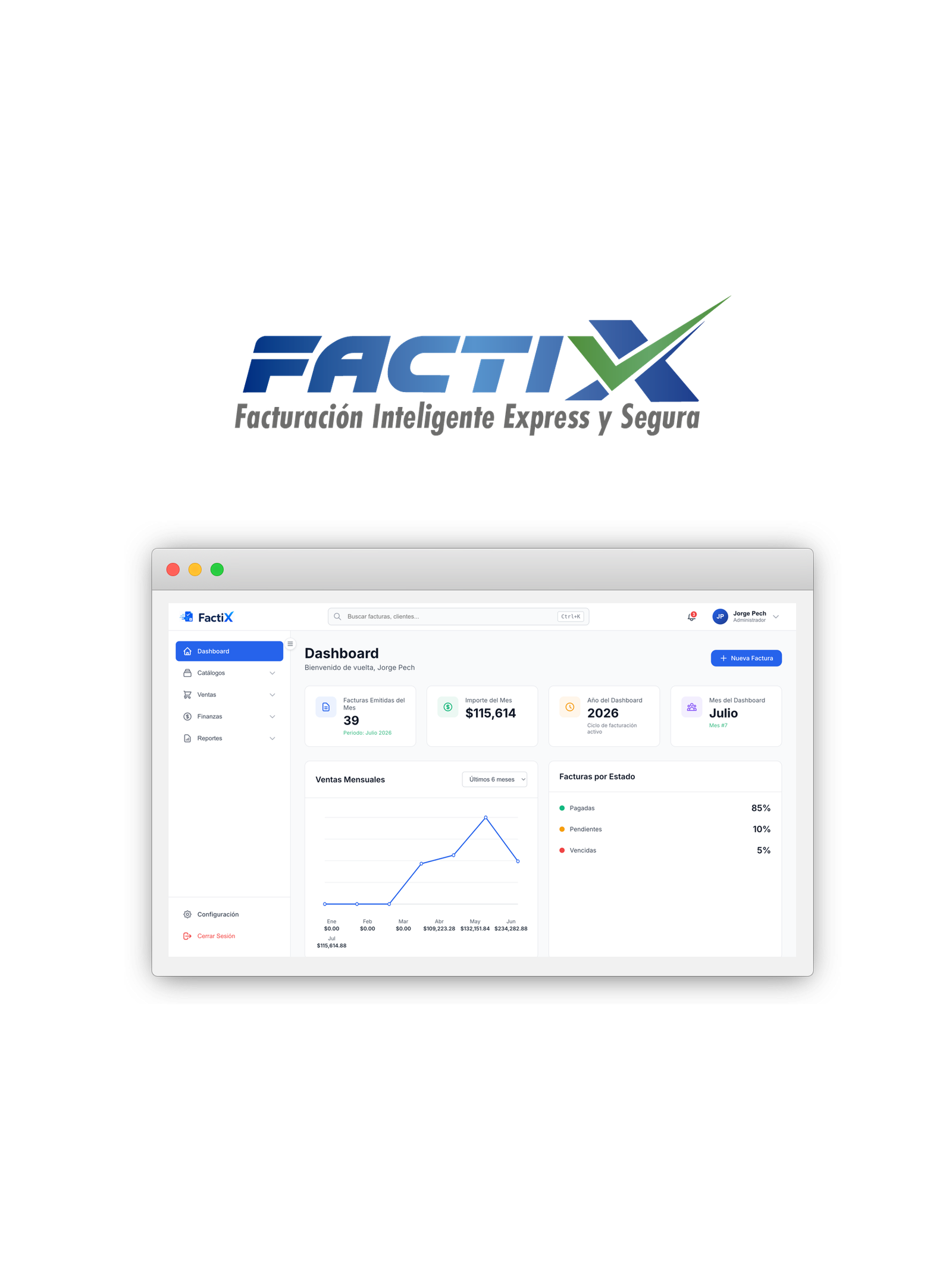Placeholder visual de FactiX
